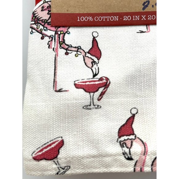 Santa's Workshop Christmas Flamingo Napkins - Set of 4 - Picture 3 of 3
